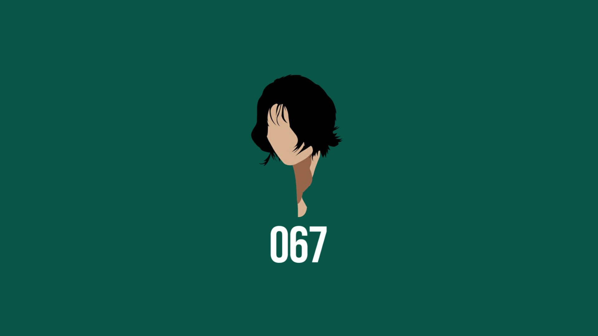 Player 067, Squid Game, teal background, Full HD Desktop Wallpaper