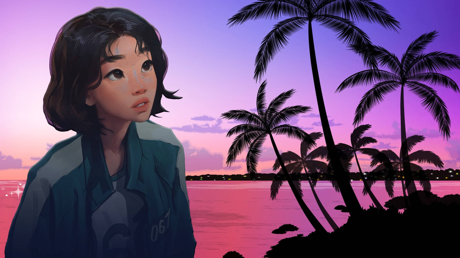 Player 067, Squid Game, teal jacket, Full HD Desktop Wallpaper