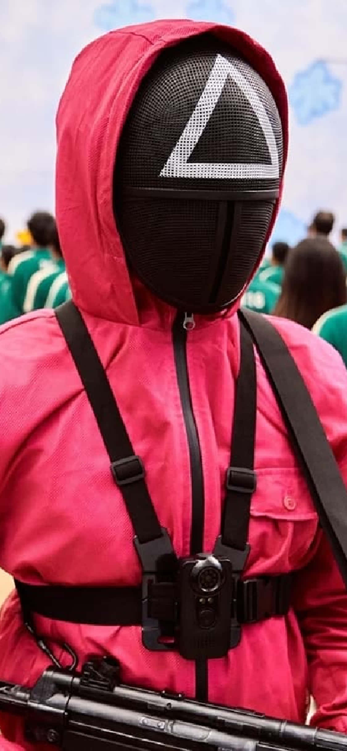 Squid Game, iPhone, bright pink hooded suit, Full HD Phone Wallpaper