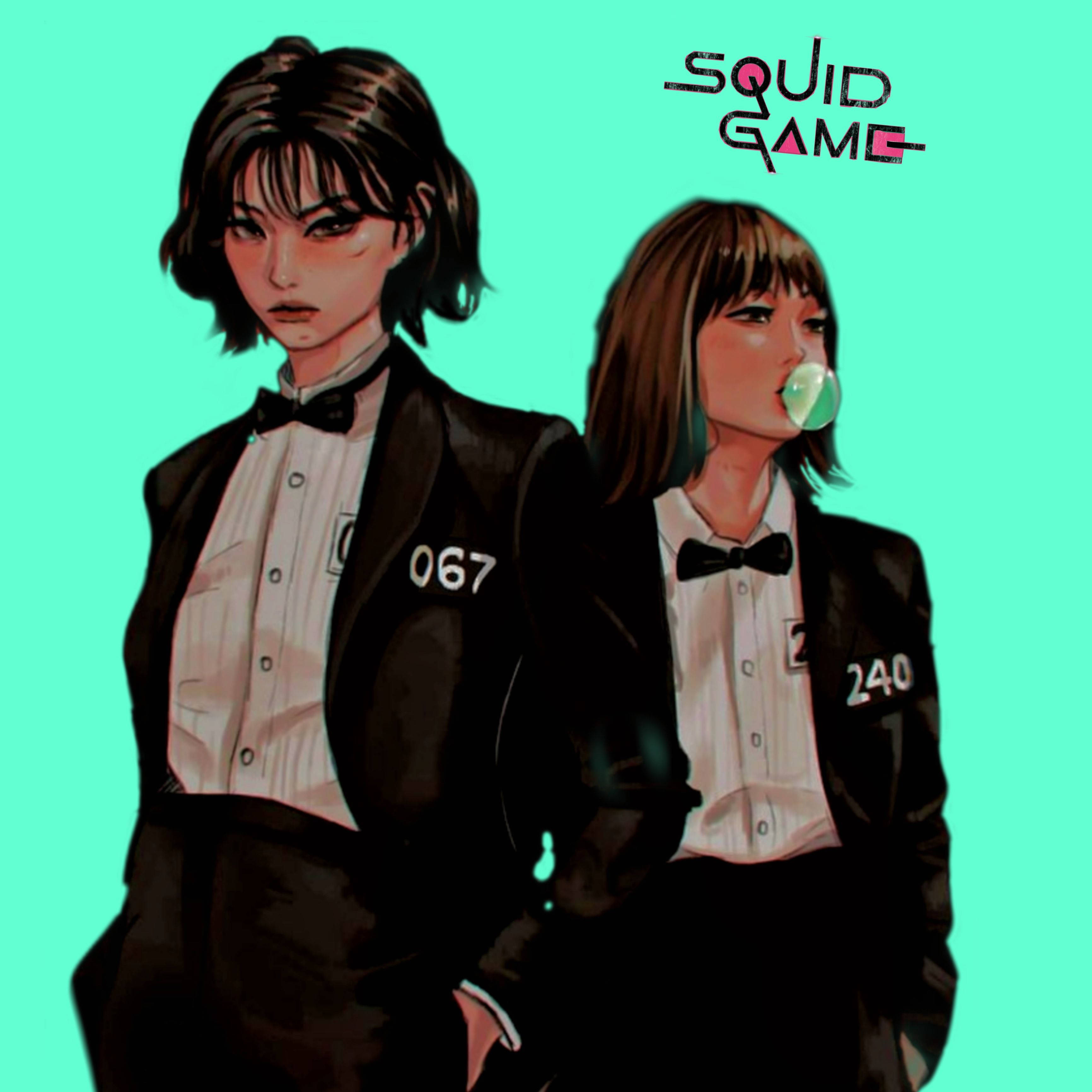 Player 240 067, Squid Game, anime-style, 2K Desktop Wallpaper