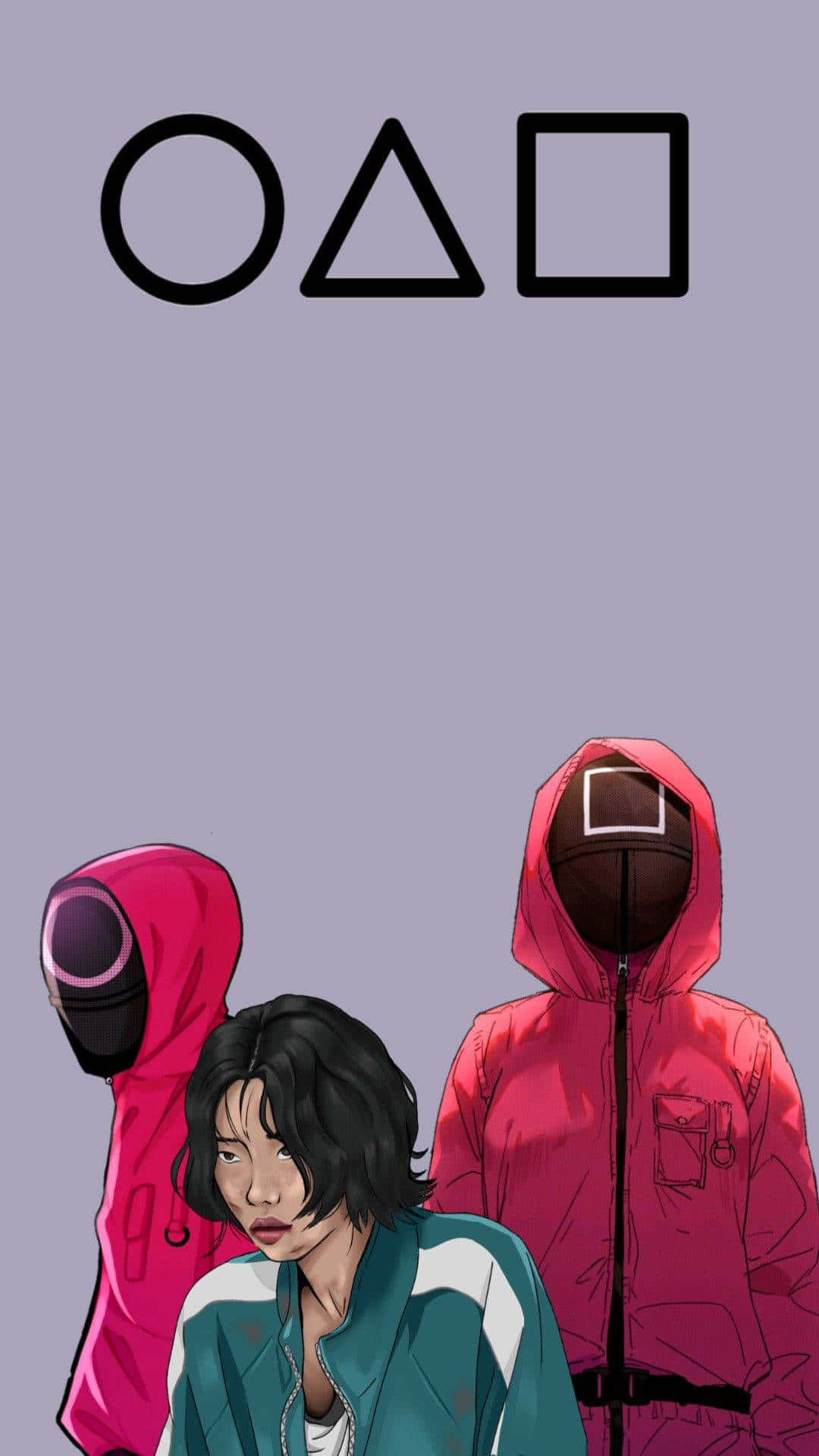 Squid Game, pink hooded suits, masked faces, HD Phone Wallpaper