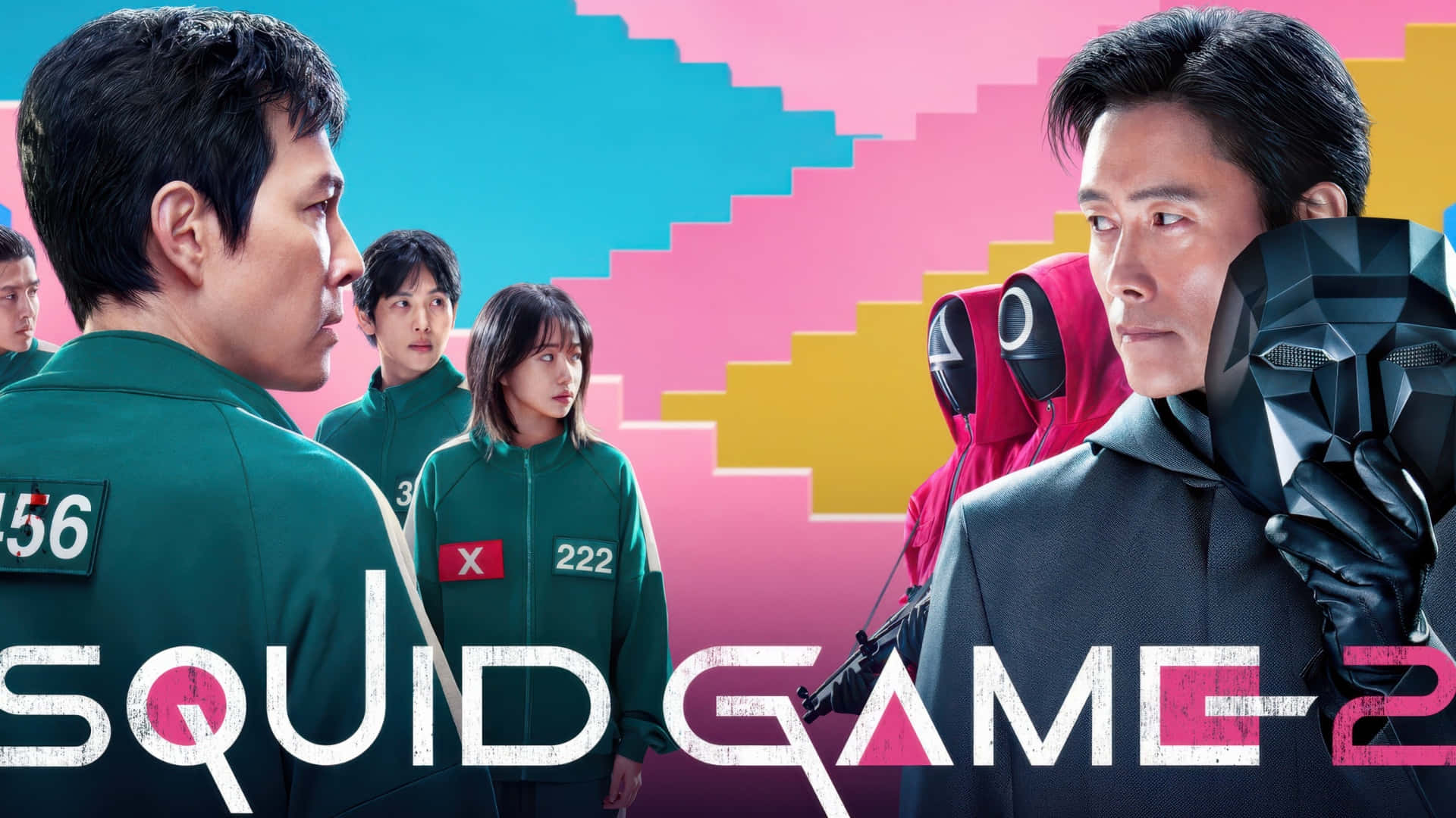 Squid Game Season 2, green squid game uniform, red squid game uniform, Full HD Desktop Wallpaper