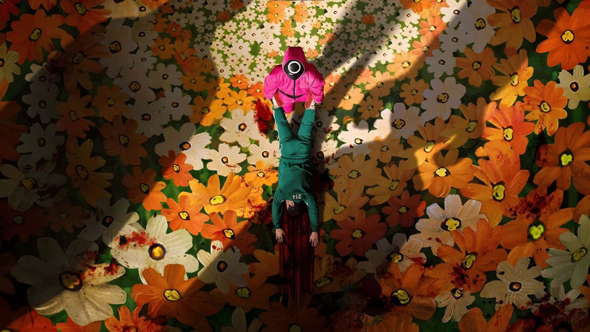 Squid Game Season 3, pink hood, green pants, Full HD Desktop Wallpaper