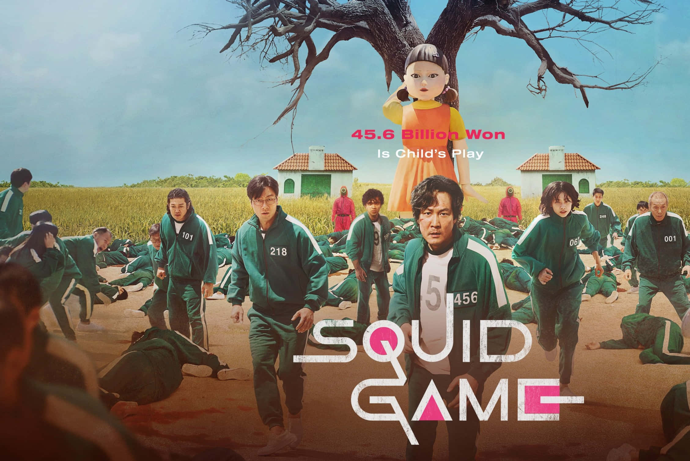Squid Game, doll, green tracksuits, Full HD Desktop Wallpaper