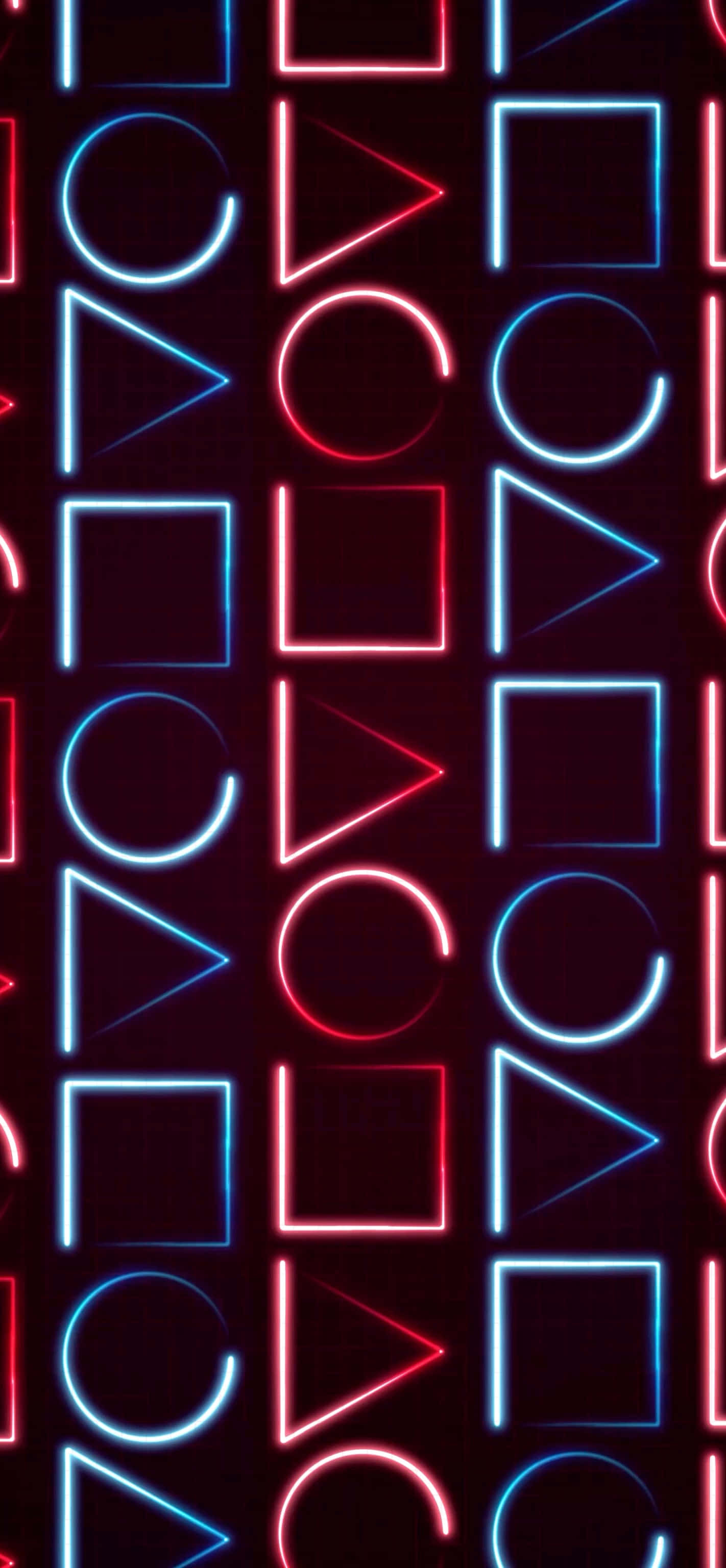 Squid Game, neon red, blue geometric shapes, 2K Phone Wallpaper