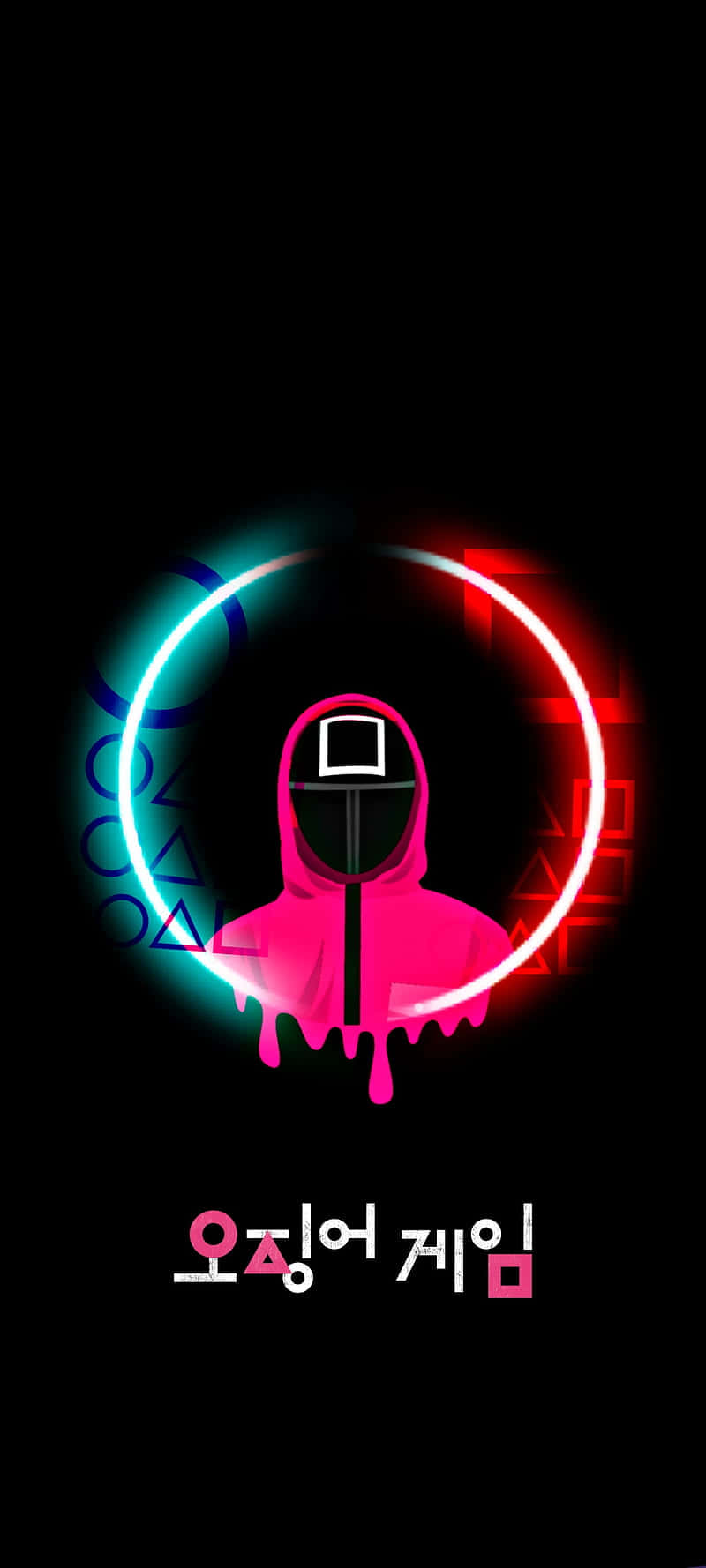 Squid Game, glowing pink hooded figure, square mask, HD Phone Wallpaper
