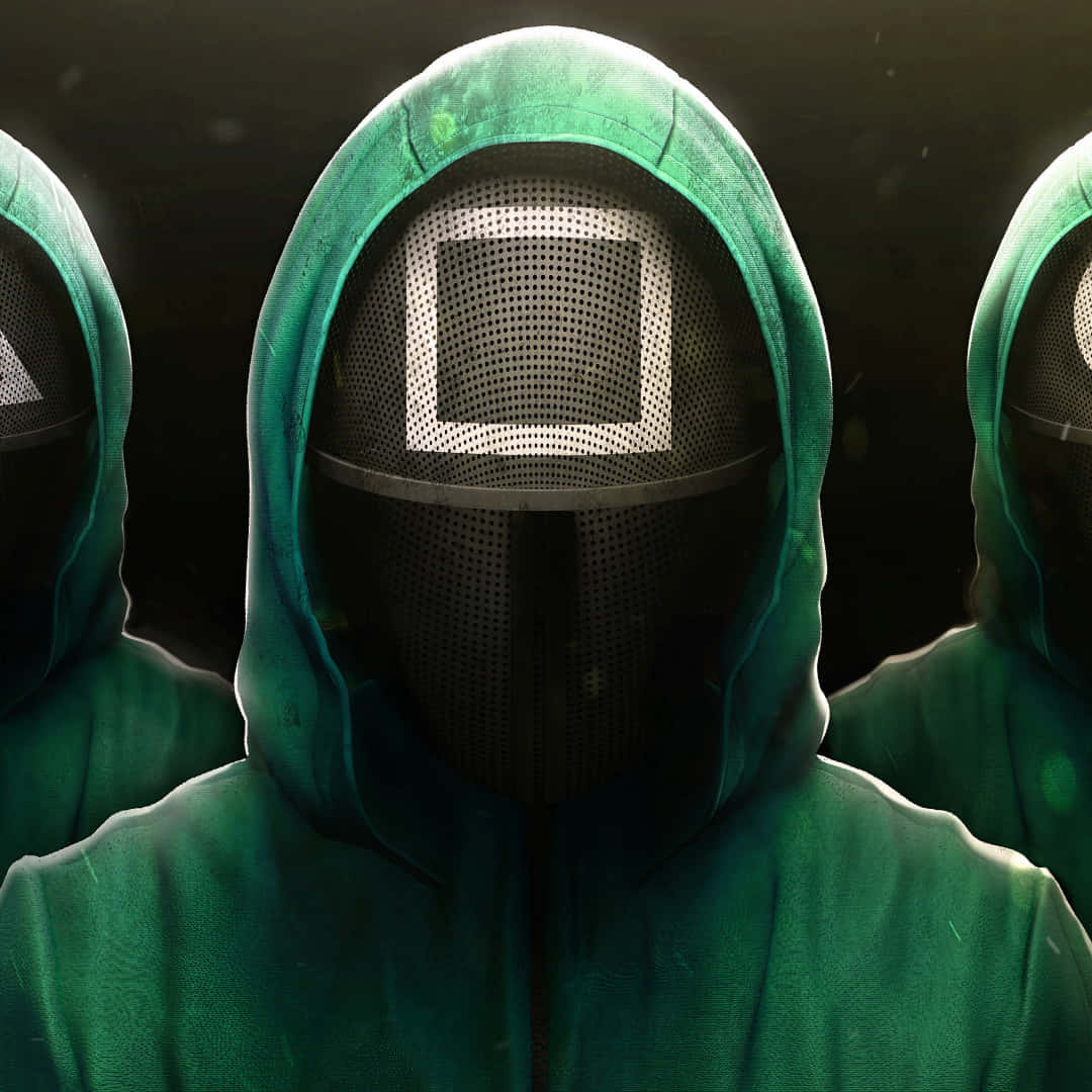 green guard, Squid Game, hooded outfits, SD Desktop Wallpaper