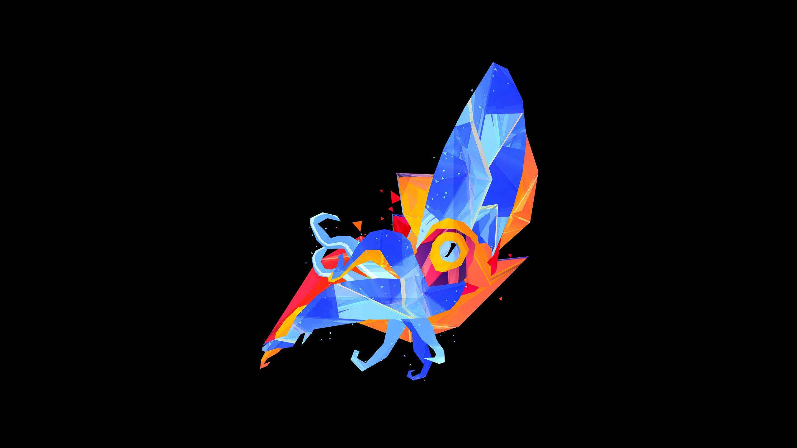 Squid, abstract art, low-poly bird, 2K Desktop Wallpaper