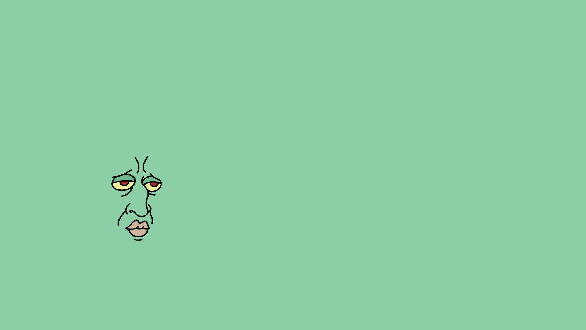 Squidward Tentacles, minimalist line drawing, droopy eyes, Full HD Desktop Wallpaper