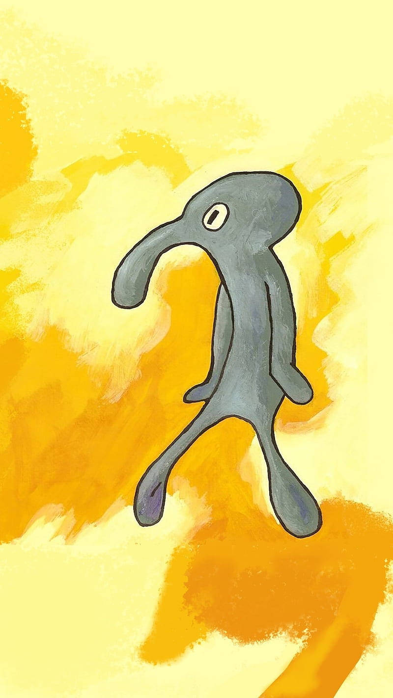 Squidward Tentacles, yellow, abstract shape, HD Phone Wallpaper