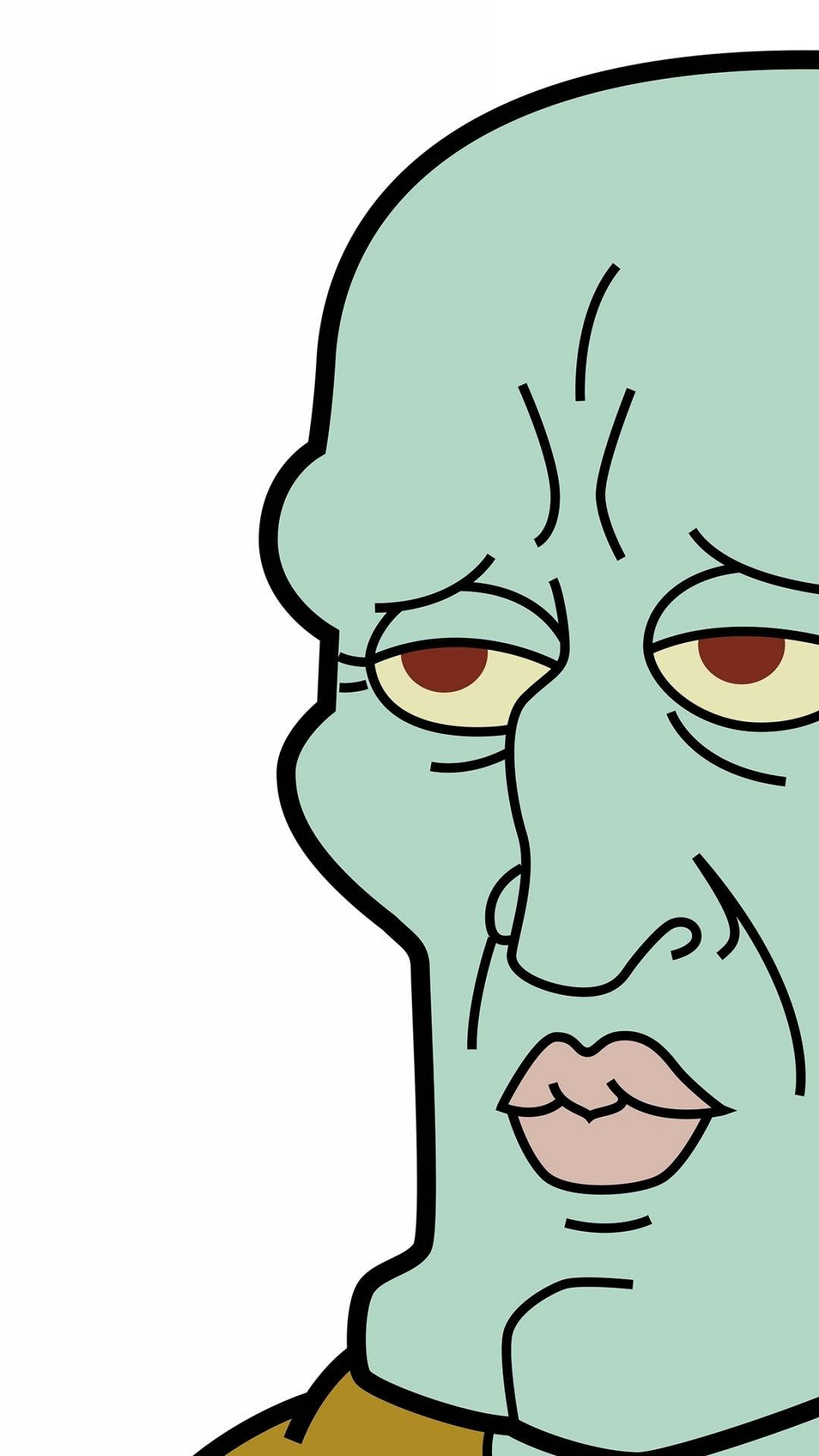 Squidward Tentacles, green-skinned, tired eyes, Full HD Phone Wallpaper