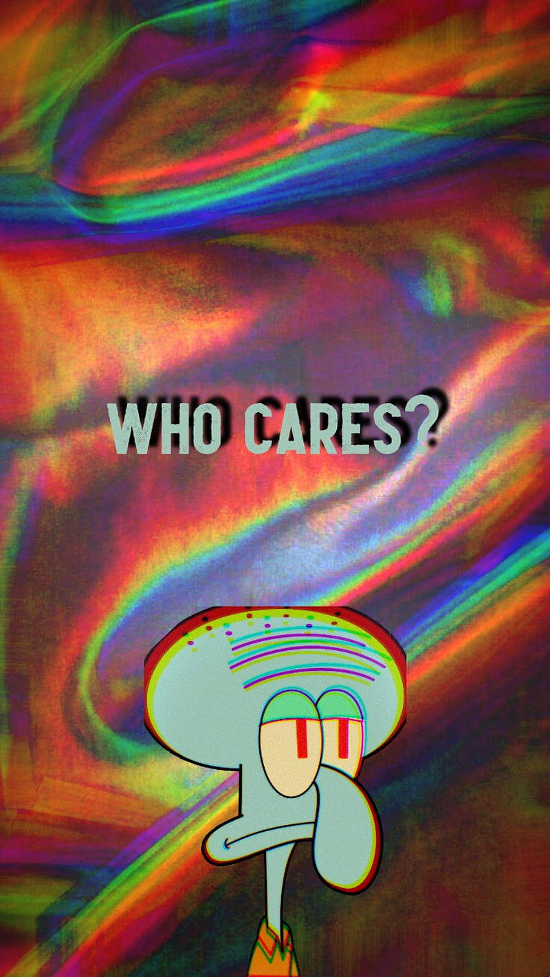 Squidward Tentacles, neon, psychedelic rainbow swirl, HD Phone Wallpaper