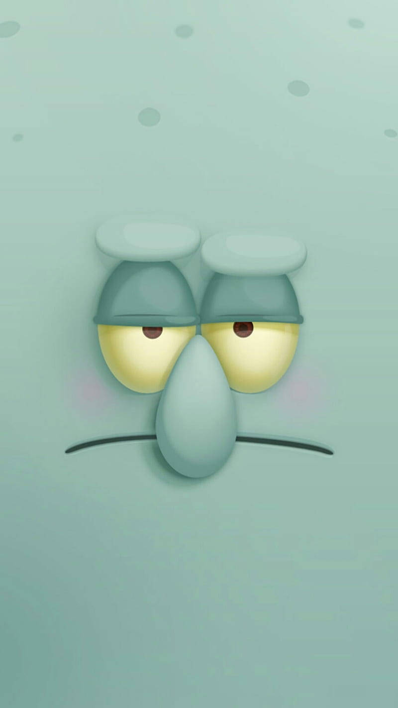 Squidward Tentacles, teal background, droopy eyes, HD Phone Wallpaper