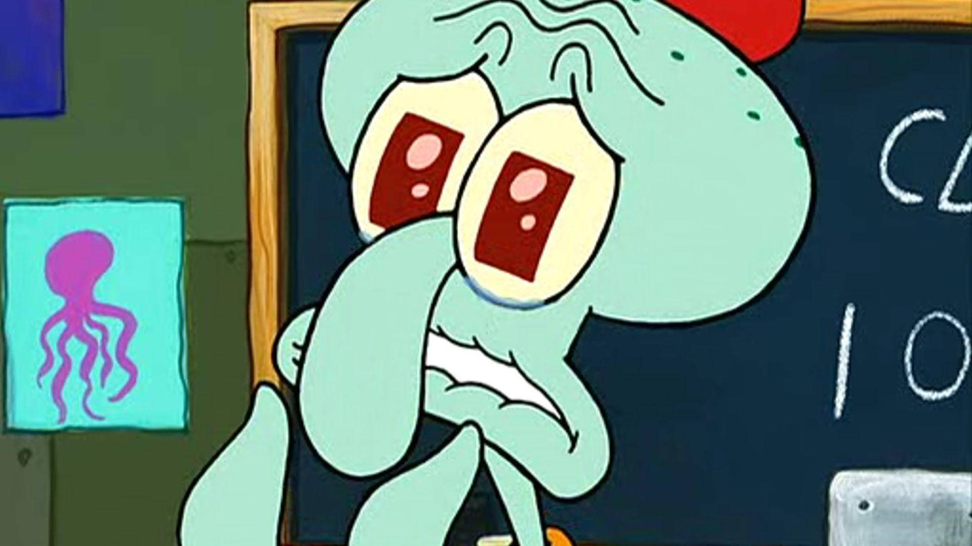 Squidward Tentacles, chalkboard, classroom, Full HD Desktop Wallpaper