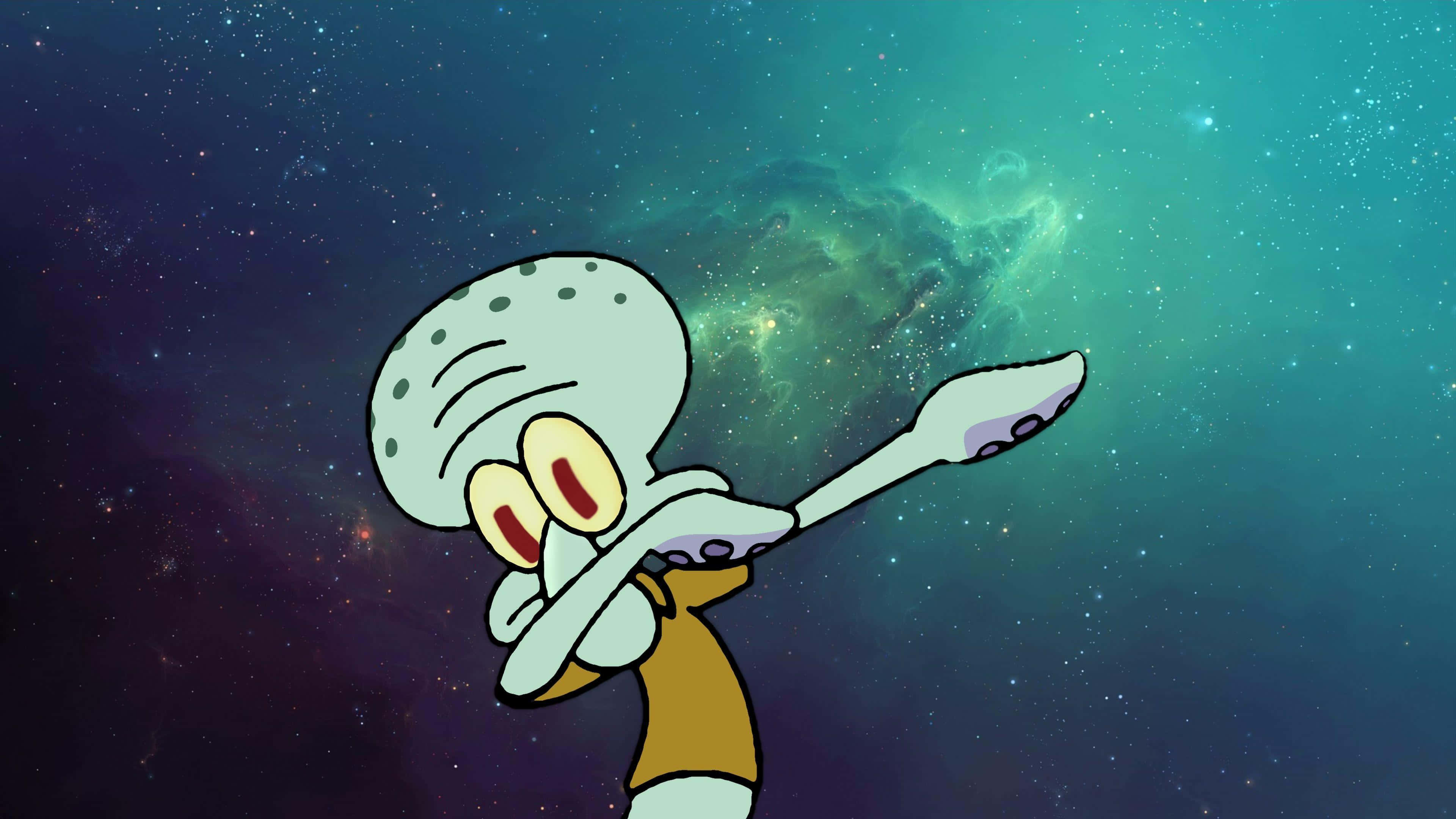 Squidward, cosmic nebula, stars, 4K Desktop Wallpaper