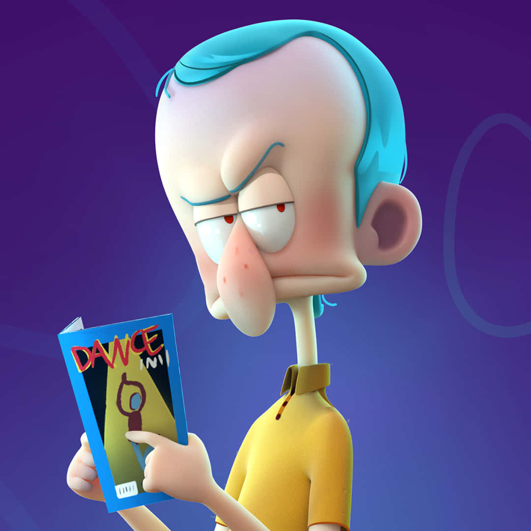 Squidward Tentacles, blue hair, long neck, SD Desktop Wallpaper