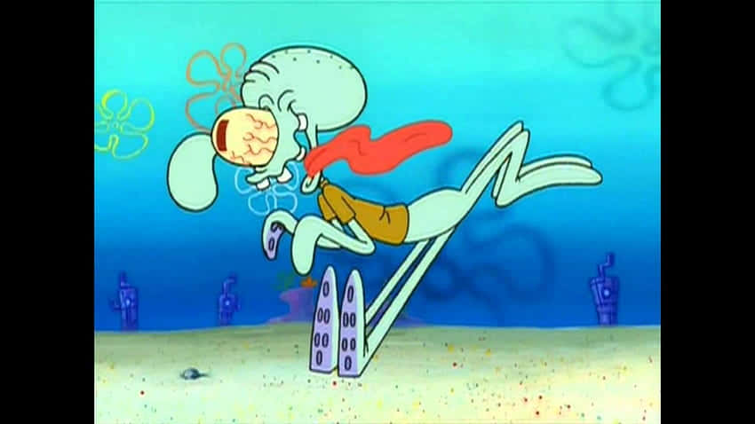 Squidward Tentacles, diving board, underwater, SD Desktop Wallpaper