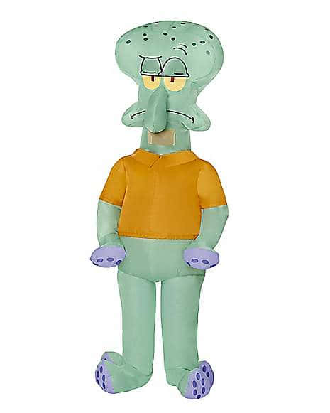 Squidward Tentacles, orange shirt, purple feet, SD Phone Wallpaper
