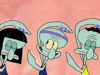 Squidward Tentacles, cartoon squid characters, exaggerated expressions, SD Desktop Wallpaper