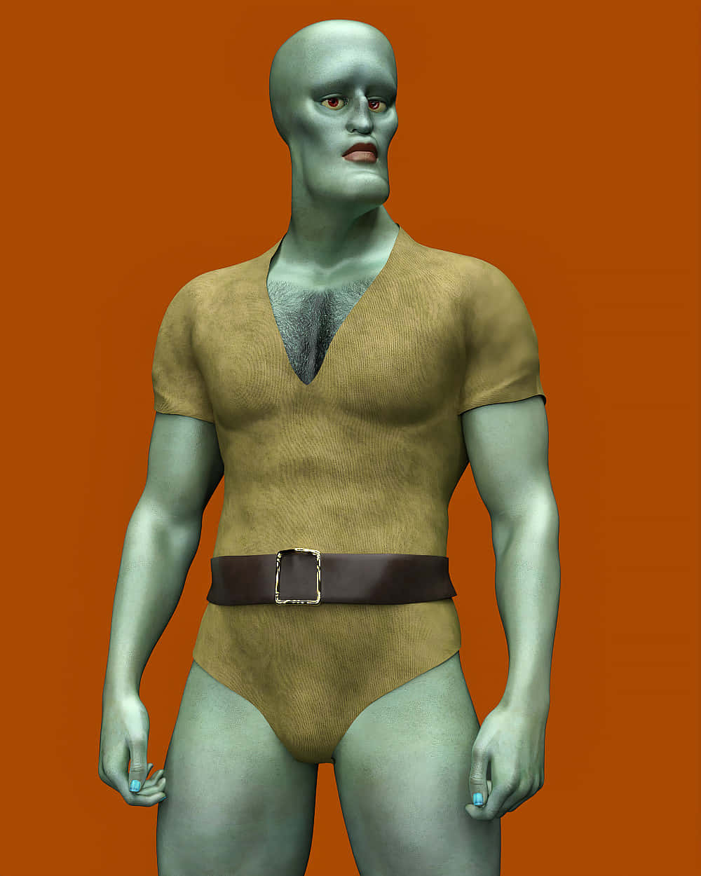 Squidward, green-skinned, red eyes, SD Phone Wallpaper