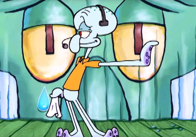 Squidward, clarinet, green house, SD Desktop Wallpaper