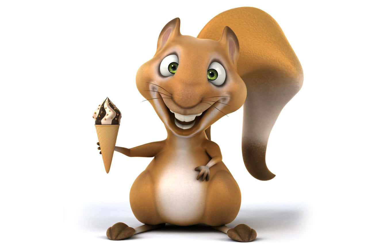 brown squirrel, green eyes, ice cream cone, HD Desktop Wallpaper