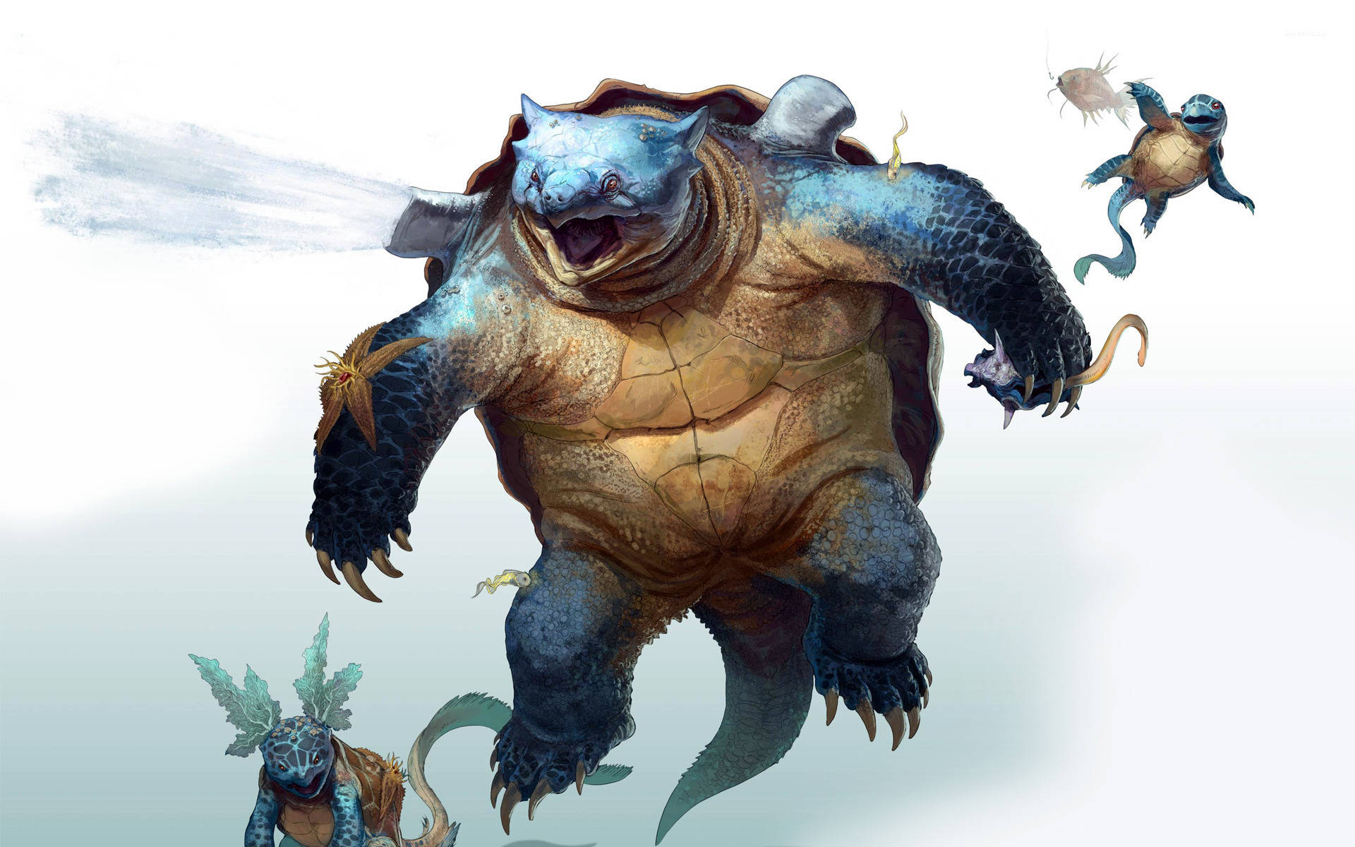 Squirtle, blue, brown, Full HD Desktop Wallpaper
