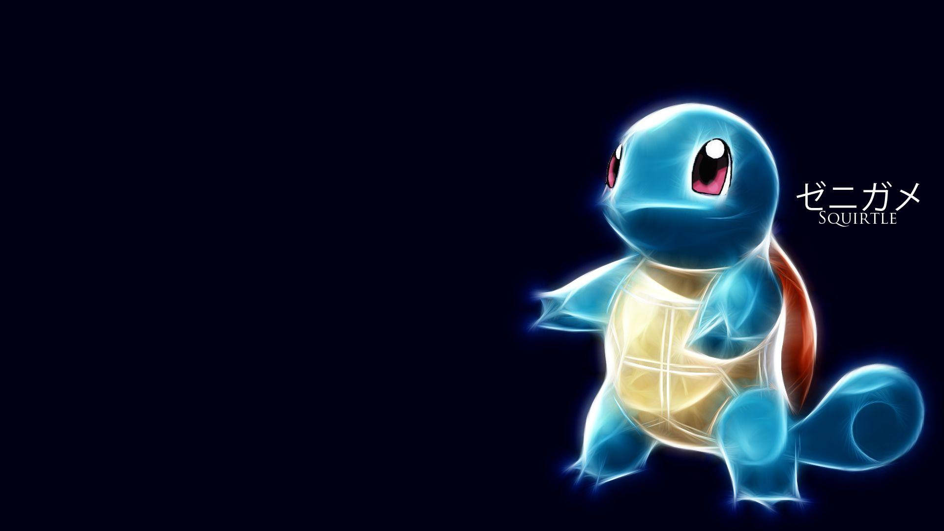 neon light, glowing blue Squirtle, dark background, Full HD Desktop Wallpaper