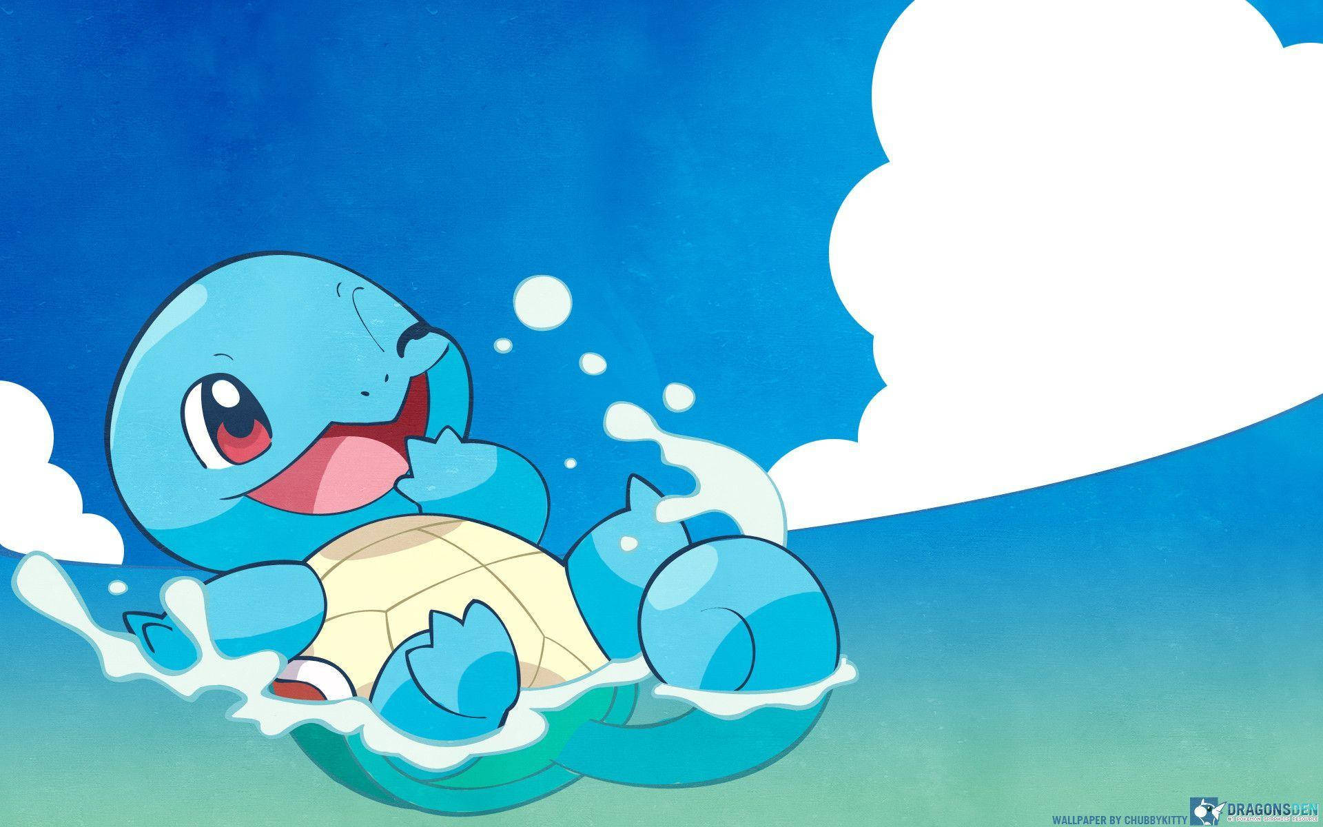 Squirtle, blue, vibrant blue water, Full HD Desktop Wallpaper