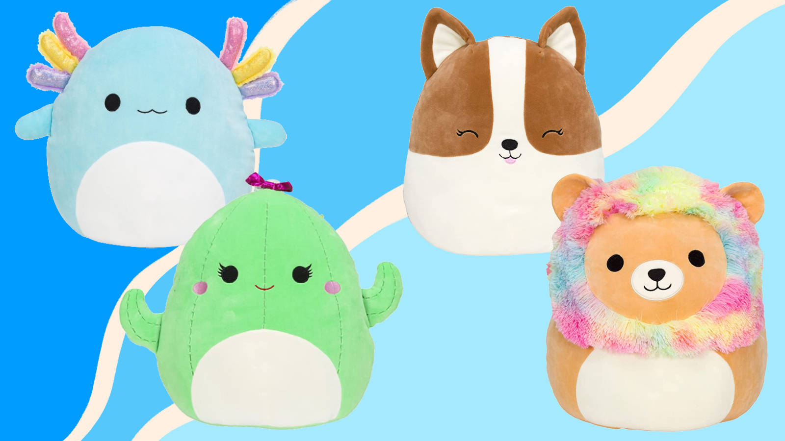 Squishmallows, plush toys, cute animal faces, HD Desktop Wallpaper