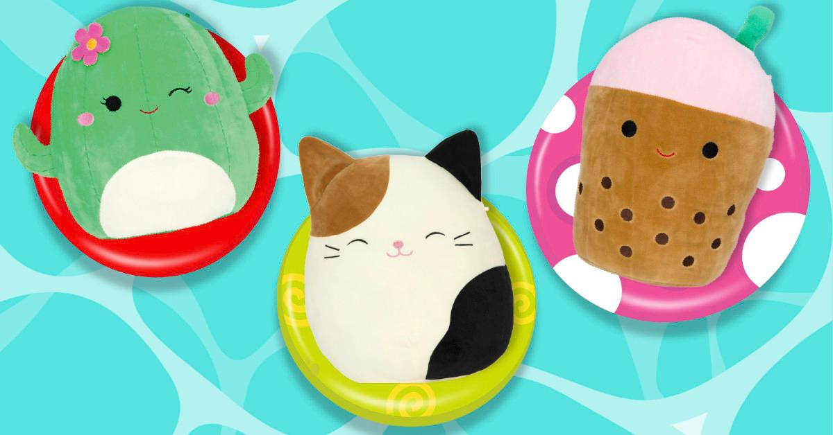 Squishmallows, cactus cat, bubble tea cup, SD Desktop Wallpaper