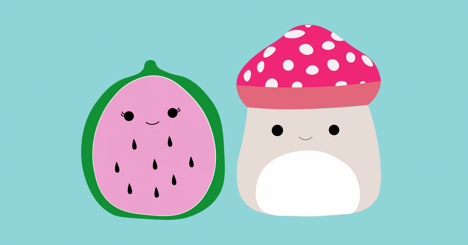 Cartoon Squishmallows, blue, watermelon slice, HD Desktop Wallpaper
