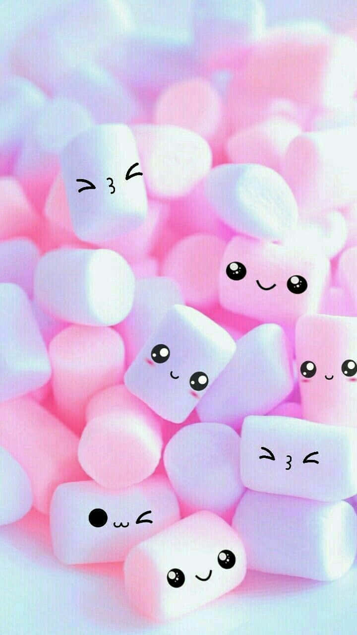 Pretty Cute Phone Smiling Marshmallows, soft pastel marshmallows, cute cartoon faces, HD Phone Wallpaper