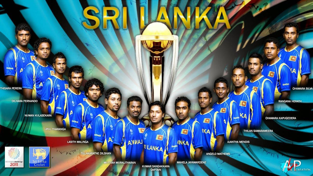 Sri Lanka Cricket, blue jerseys, golden trophy, HD Desktop Wallpaper