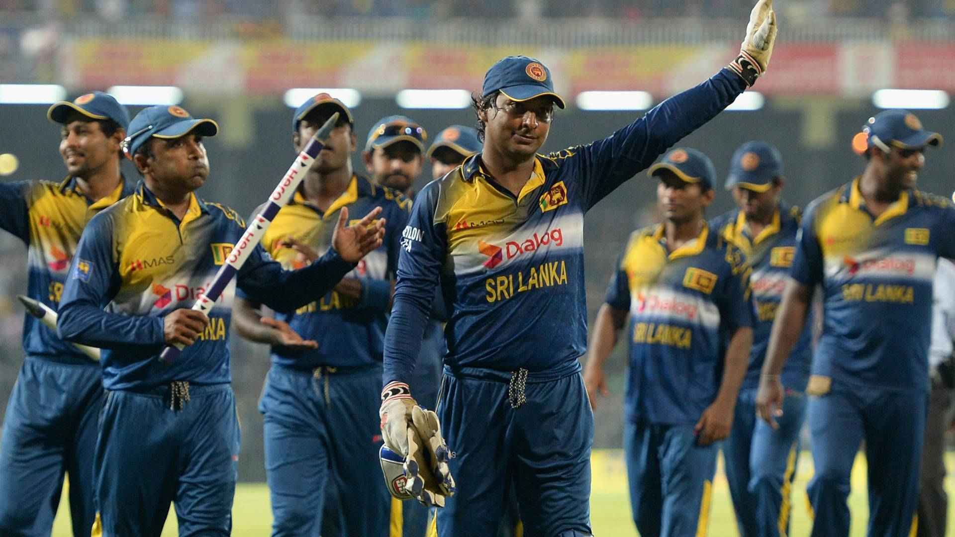 Sri Lanka Cricket, blue and yellow uniforms, stadium field, Full HD Desktop Wallpaper