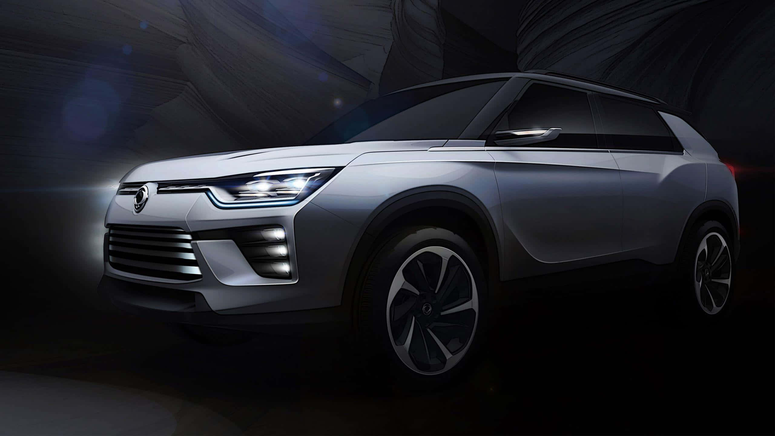 Ssangyong, 2560 x 1440, sleek silver SUV, 2K Desktop Wallpaper