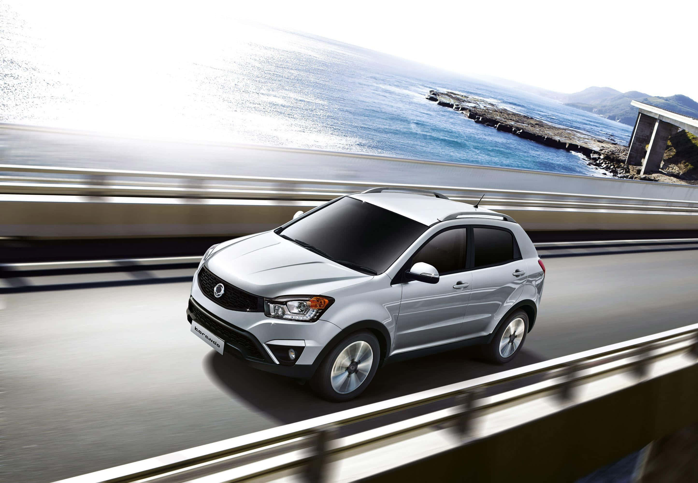 Ssangyong, SUV, coastal highway, 2K Desktop Wallpaper