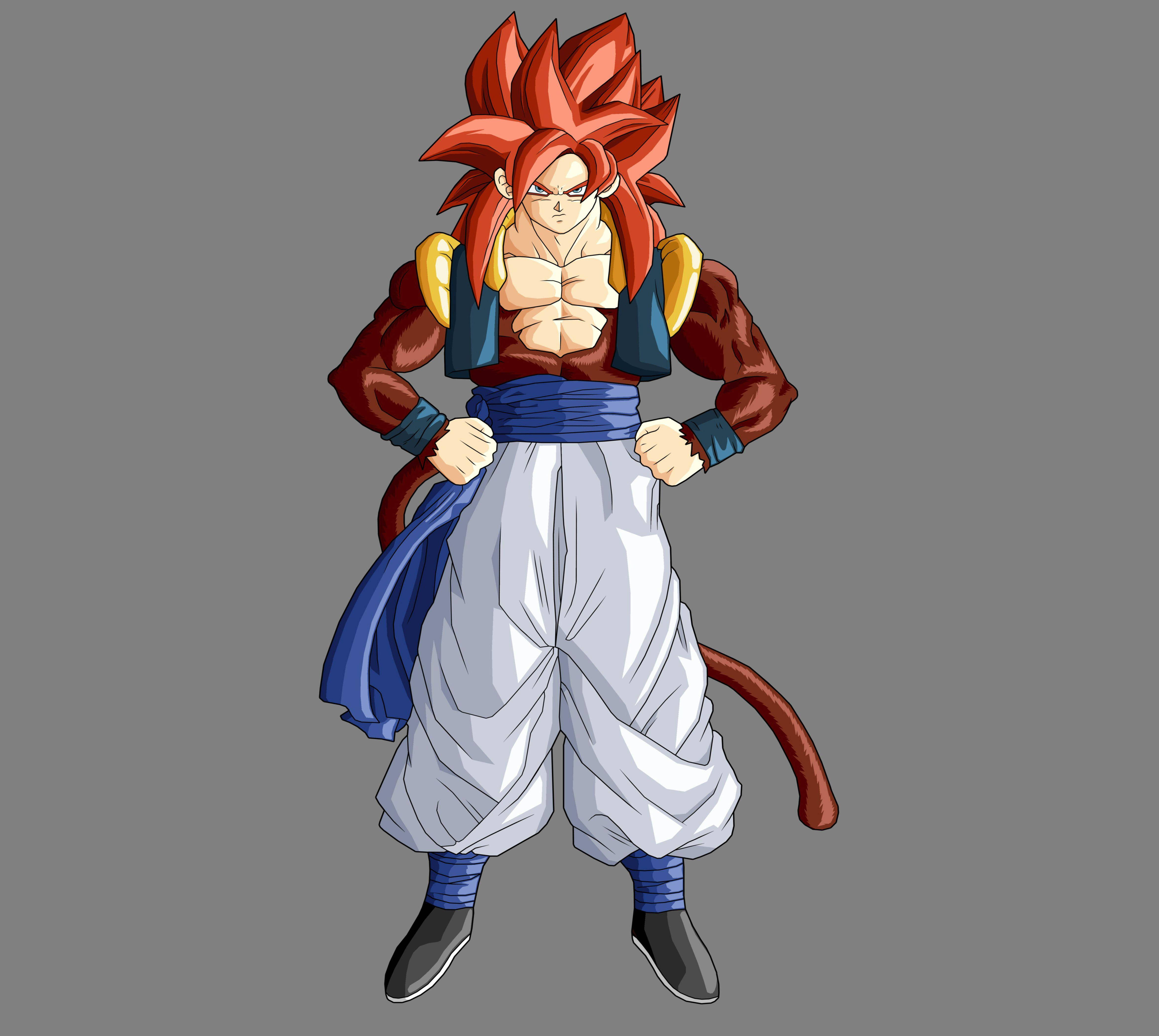 Ssj4 Gogeta, spiky red hair, tail, 4K Desktop Wallpaper