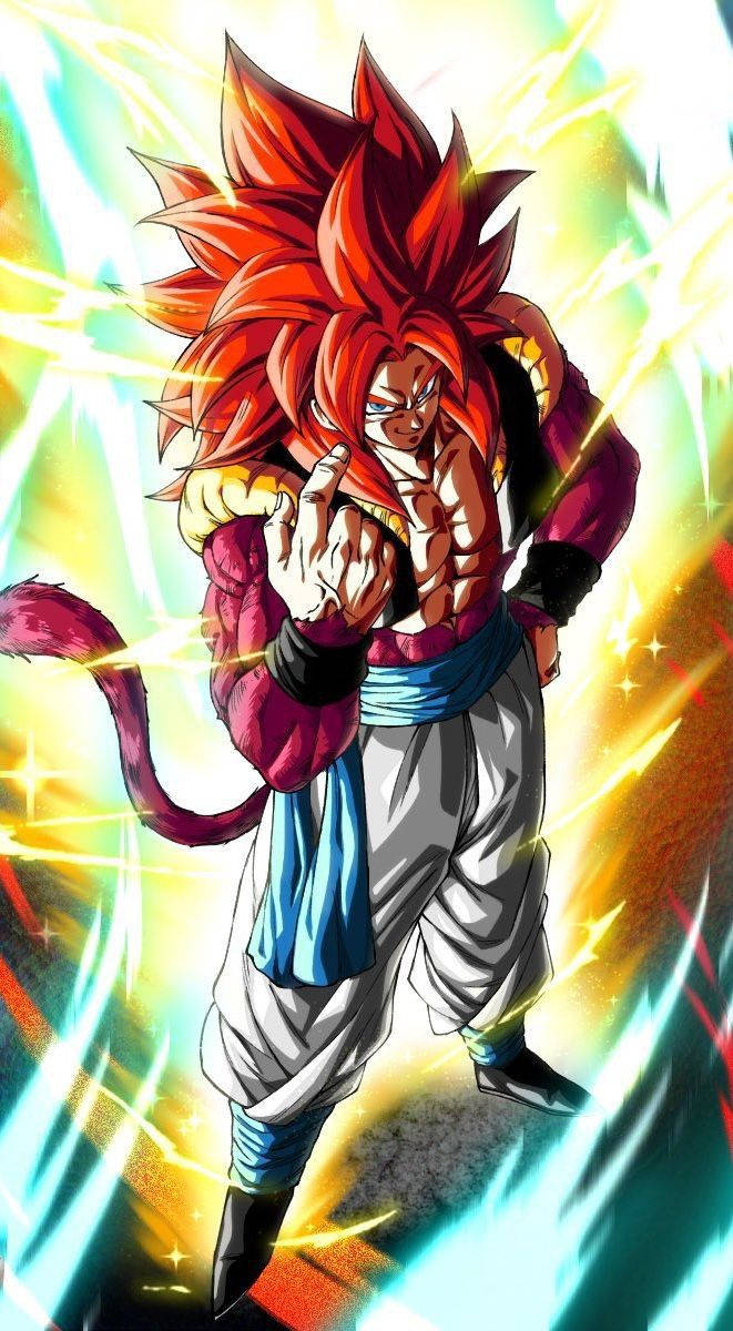 Ssj4 Gogeta, red hair, tail, SD Phone Wallpaper