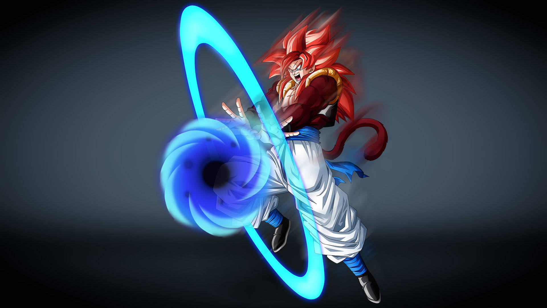 Ssj4 Gogeta, red hair, tail, Full HD Desktop Wallpaper