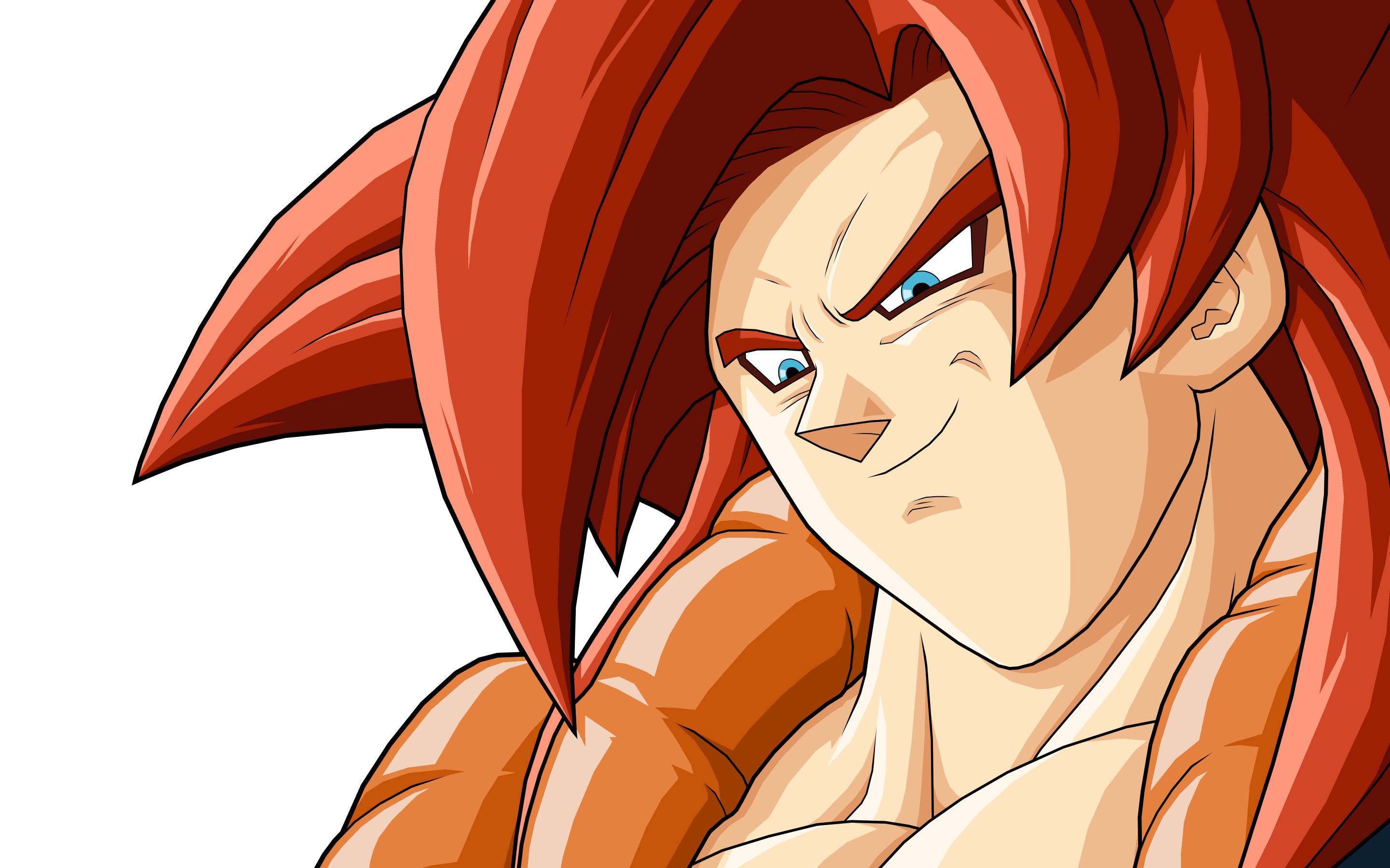Ssj4 Gogeta, spiky red hair, intense blue eyes, 2K Desktop Wallpaper
