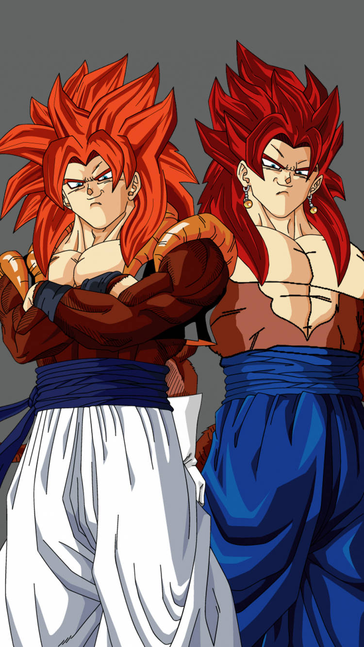 Ssj4 Gogeta, fiery red hair, intense expressions, HD Phone Wallpaper