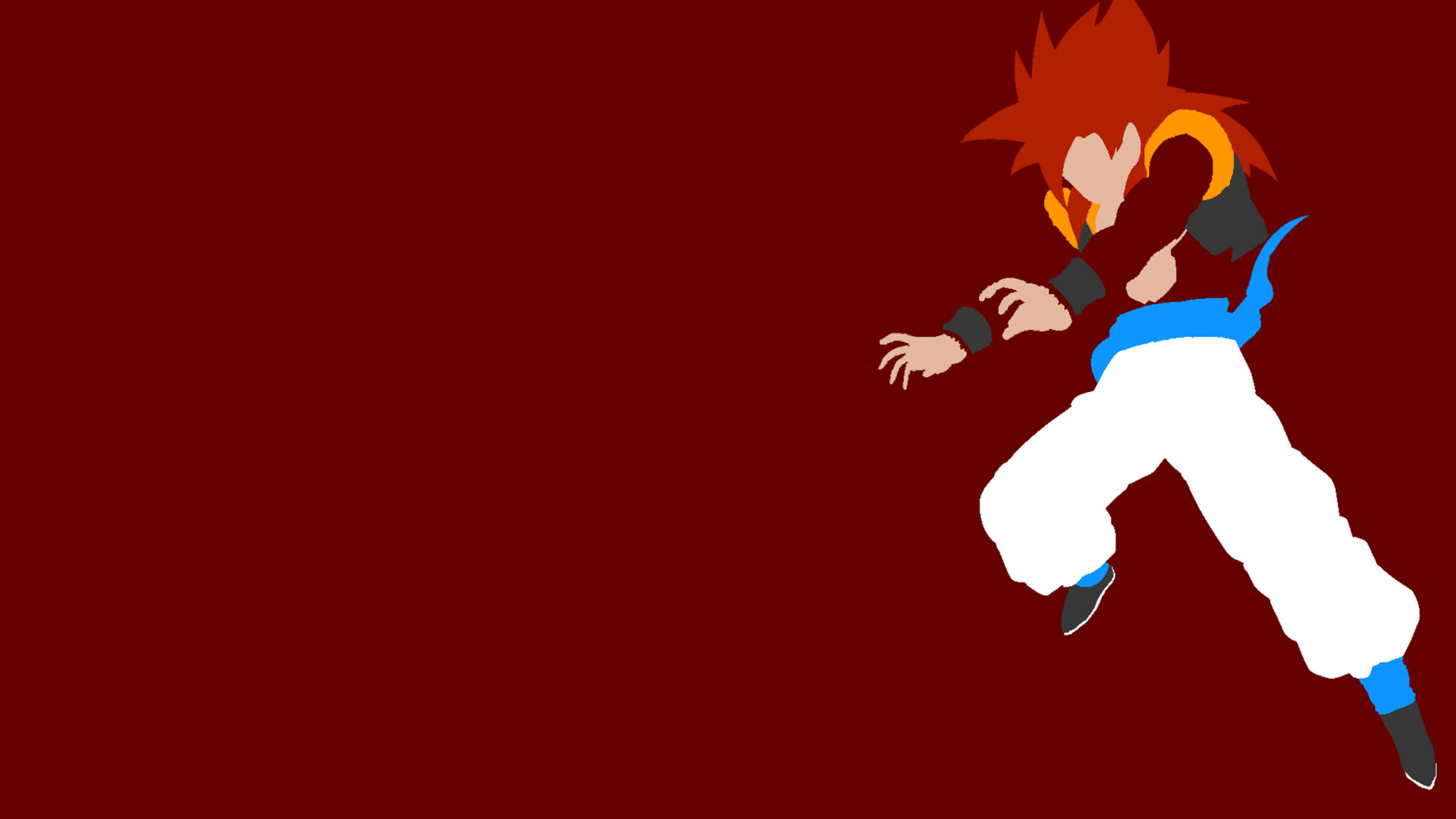 Ssj4 Gogeta, spiky red hair, dynamic fighting pose, Full HD Desktop Wallpaper