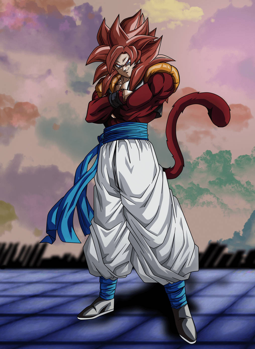 Ssj4 Gogeta, red spiky hair, tail, HD Phone Wallpaper