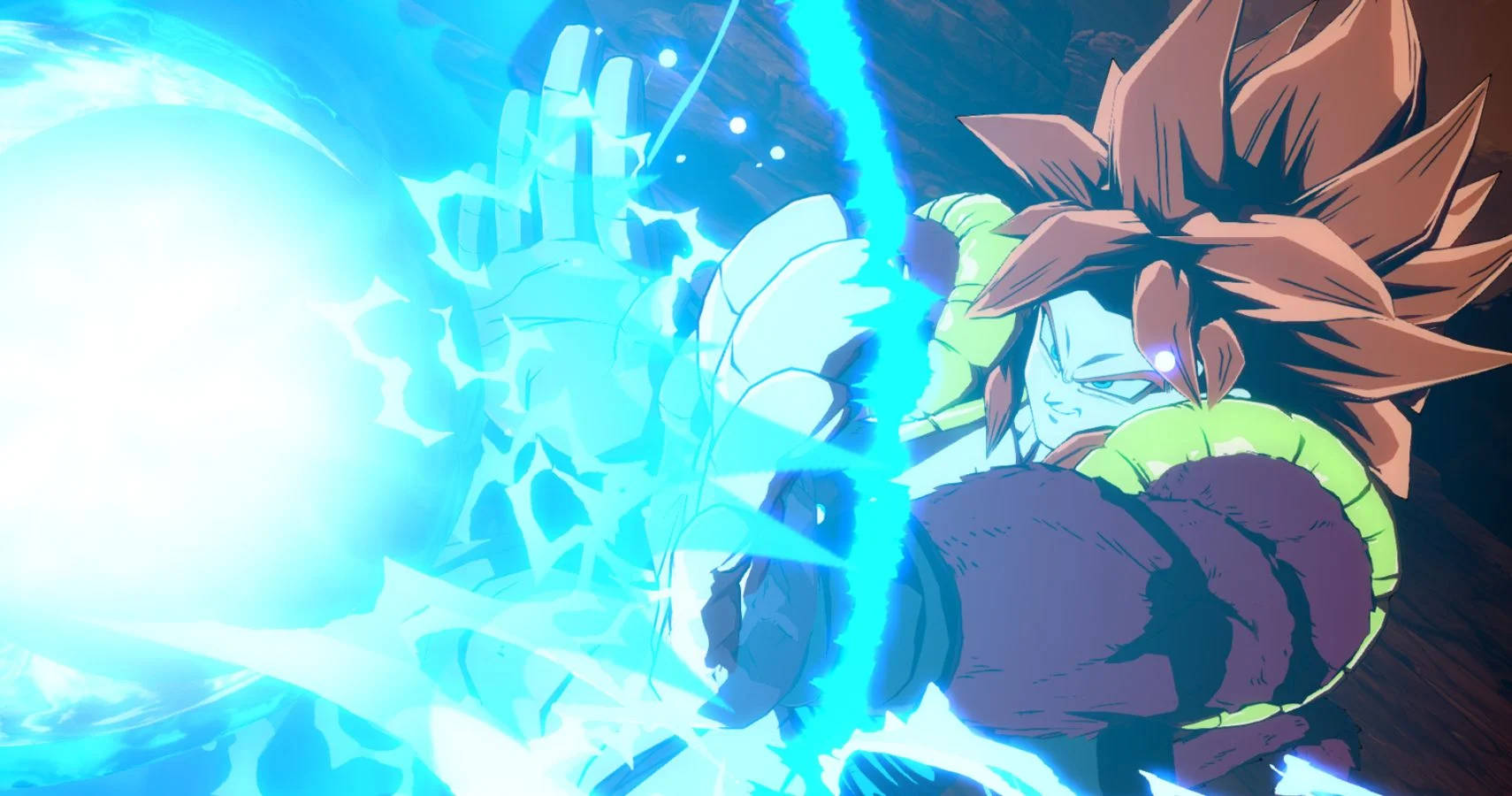 Ssj4 Gogeta, blue energy ball, spiky brown hair, HD Desktop Wallpaper