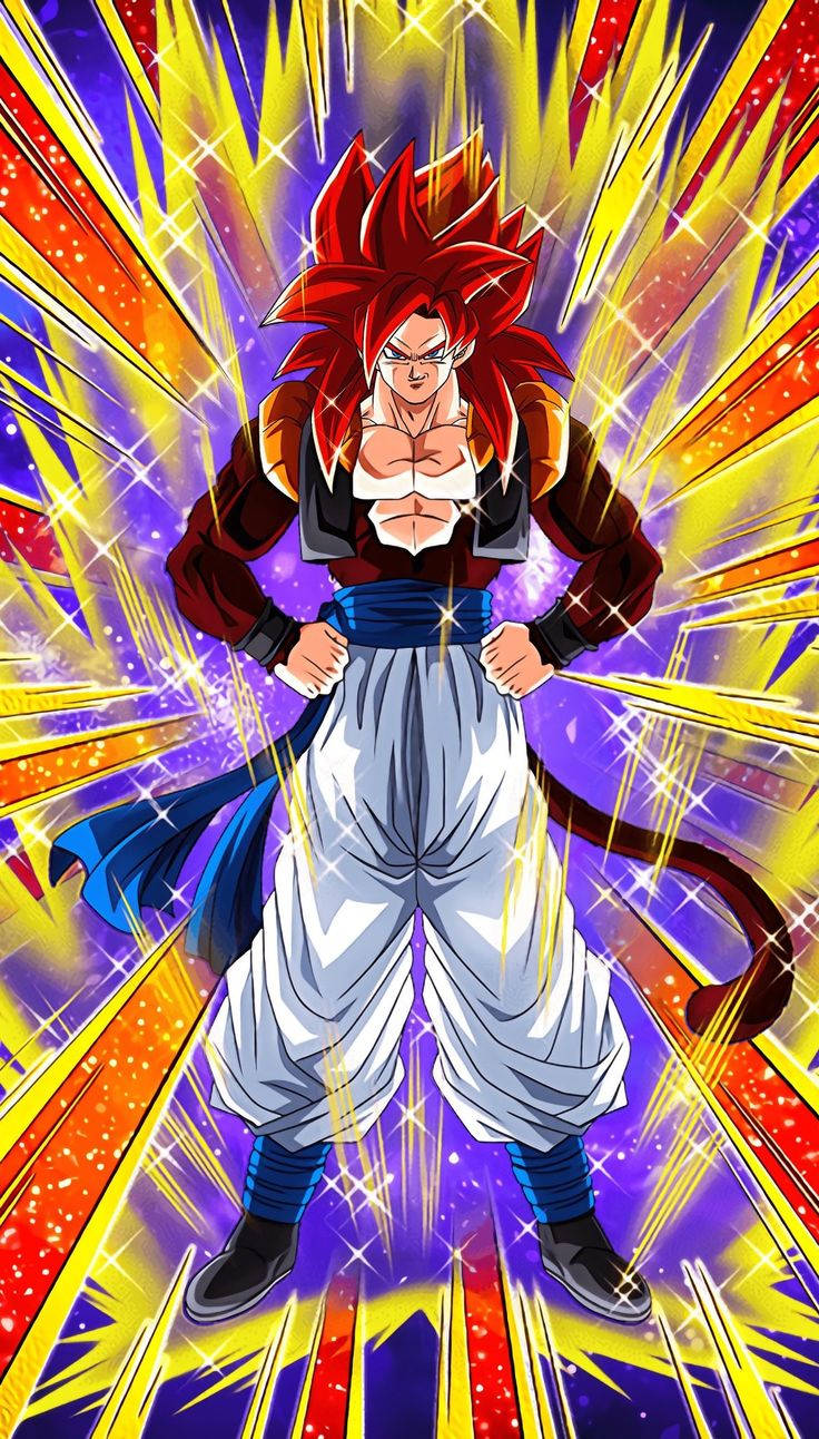 Ssj4 Gogeta, red spiky hair, glowing aura, HD Phone Wallpaper