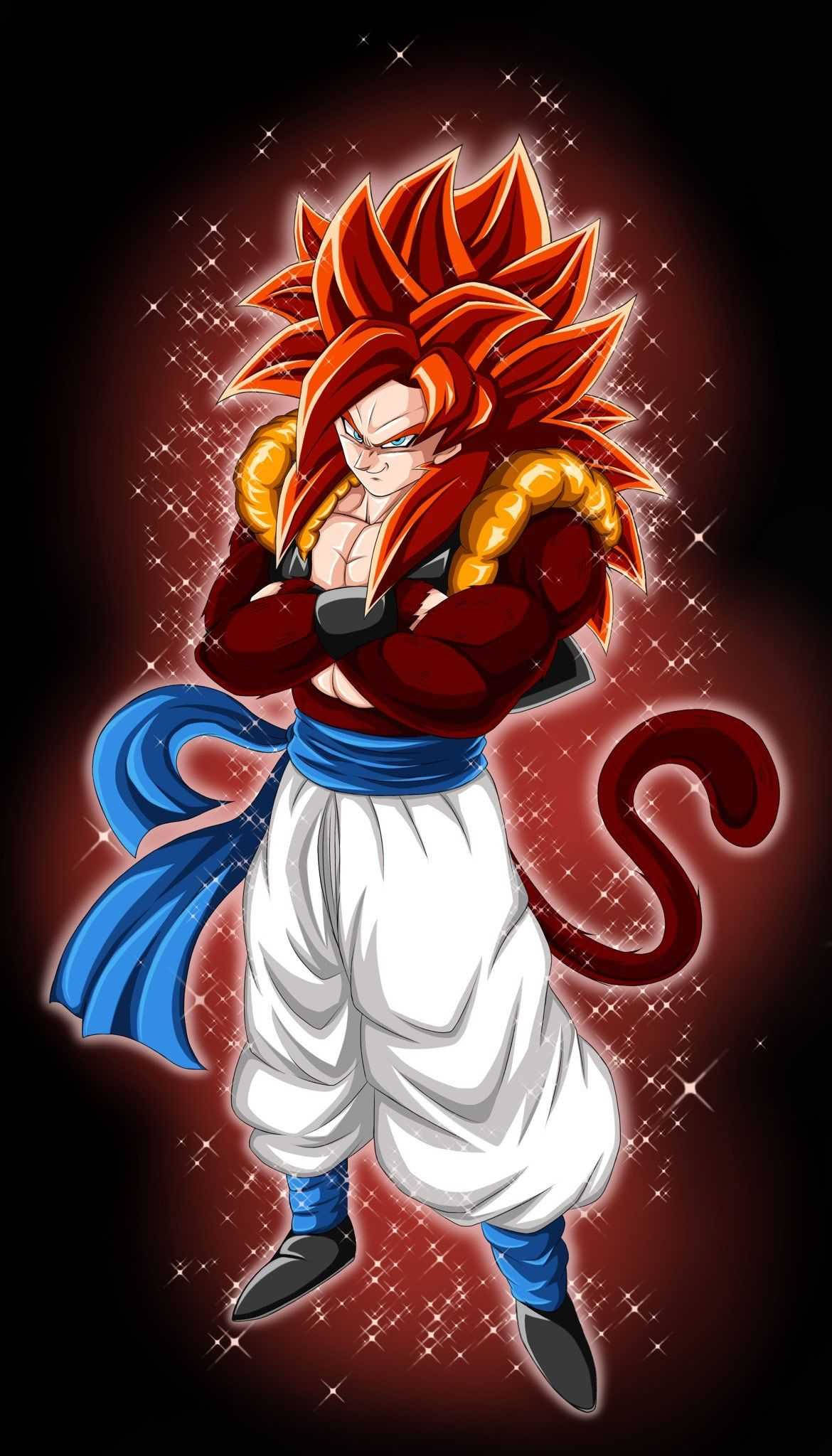 Ssj4 Gogeta, fiery red hair, golden aura, Full HD Phone Wallpaper