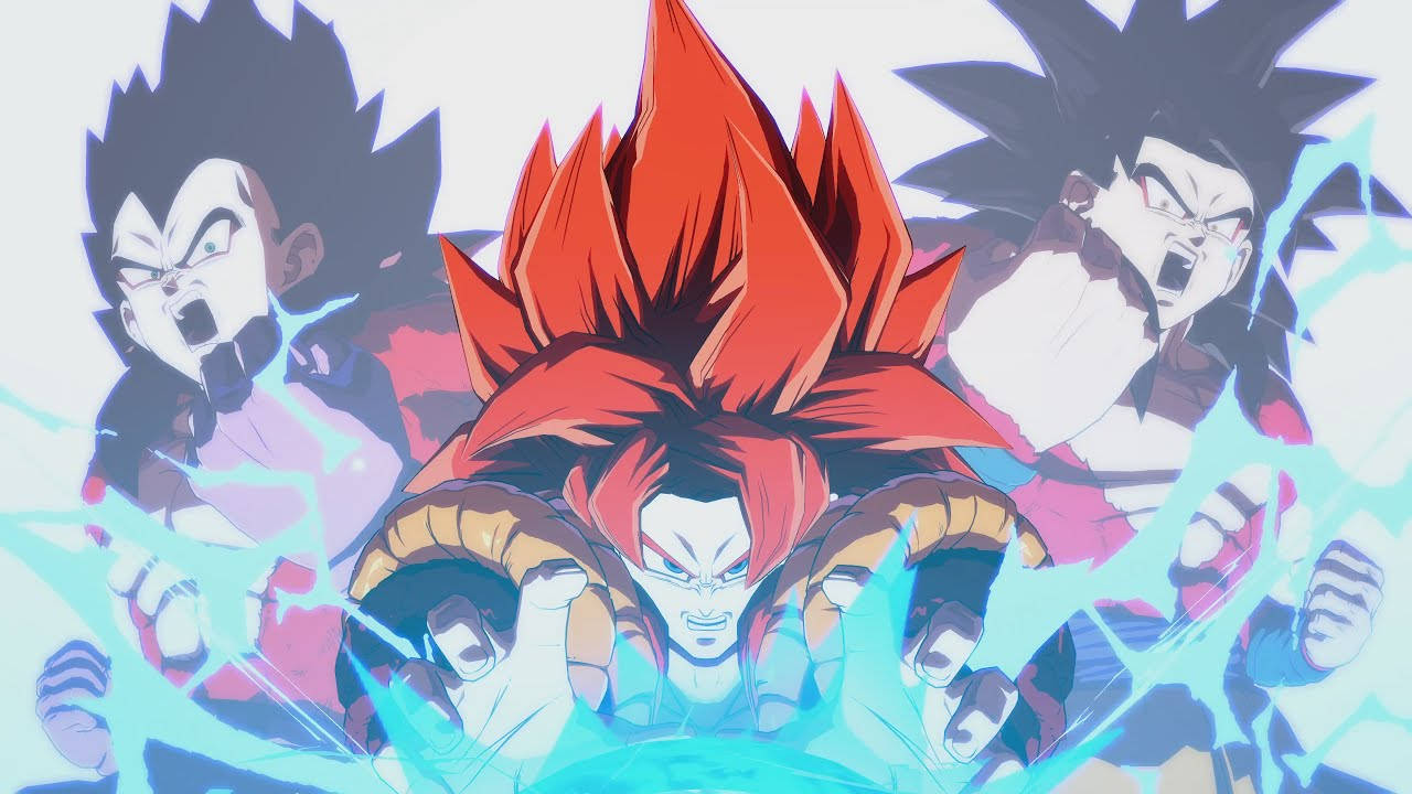 Ssj4 Gogeta, spiky hair, glowing blue energy fists, HD Desktop Wallpaper