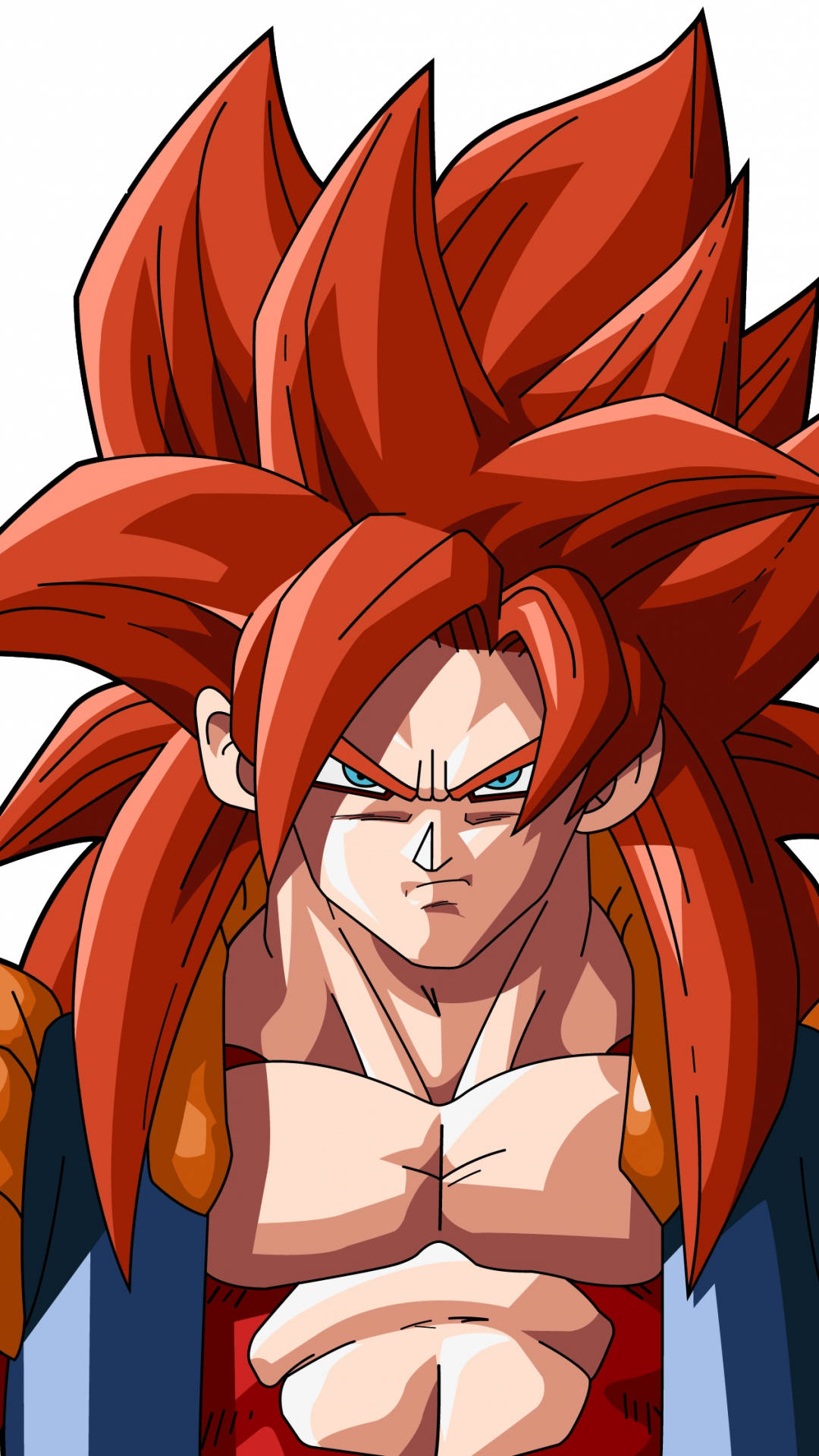 Ssj4 Gogeta, spiky red hair, glowing blue eyes, Full HD Phone Wallpaper
