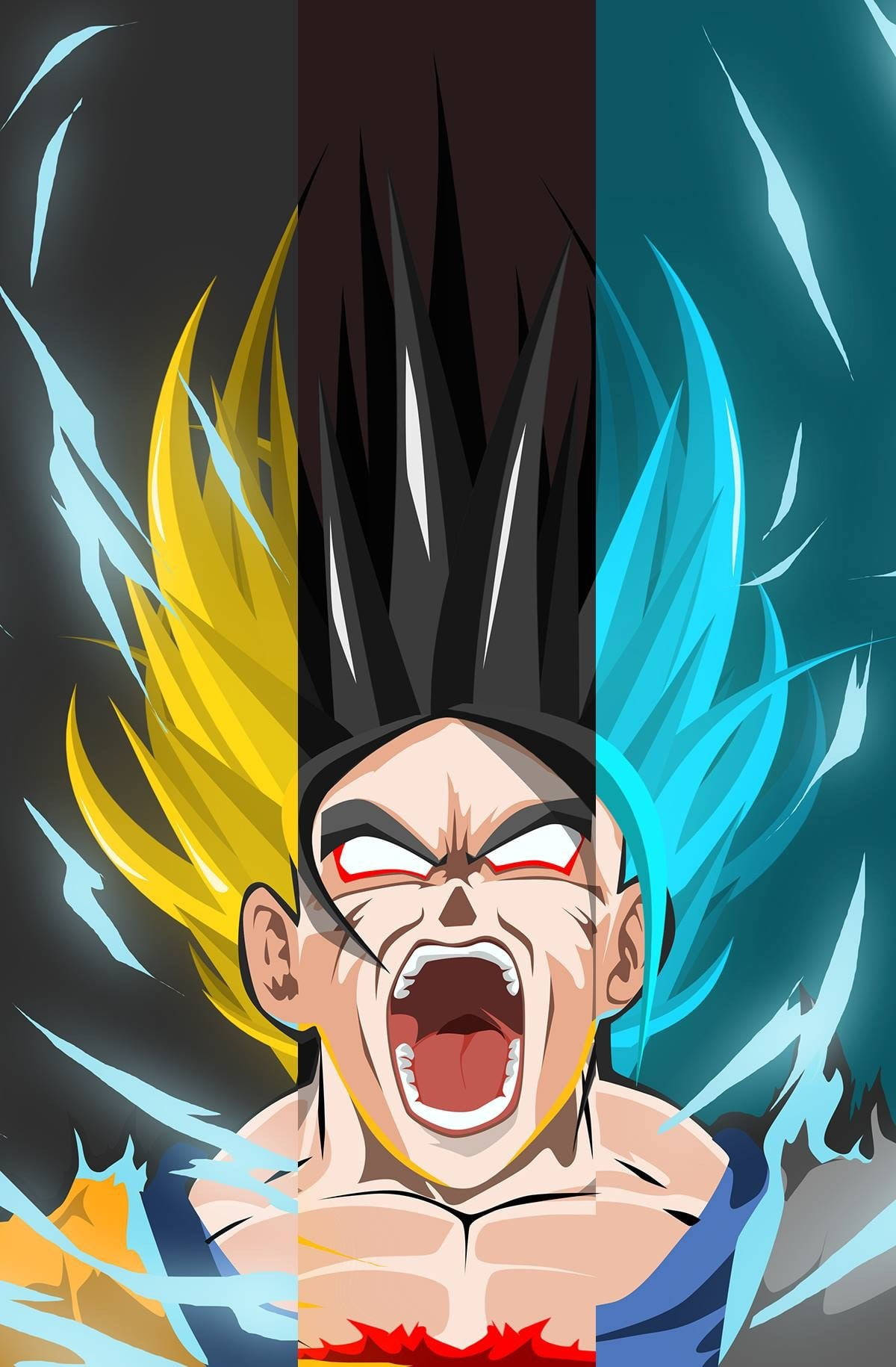 Ssj4 Goku, yellow hair, black hair, HD Phone Wallpaper